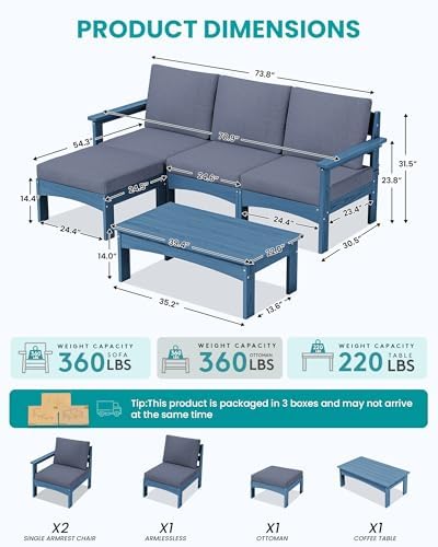 SERWALL 5 Piece HDPE Patio Furniture Set - Image 2
