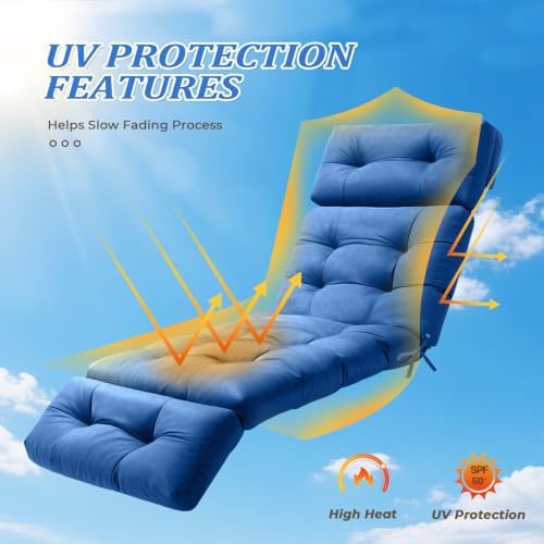 Chaise Lounge Cushion Outdoor, 74.4" x 22" Waterproof - Image 2