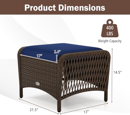 RELAX4LIFE 2-Piece Wicker Outdoor Ottoman - Image 3