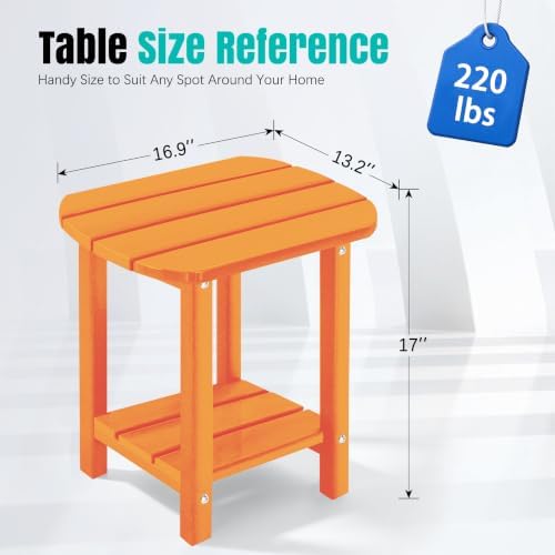 2-Tier Patio Side Table, Heavy Duty HDPE Outdoor End Table - Image 3