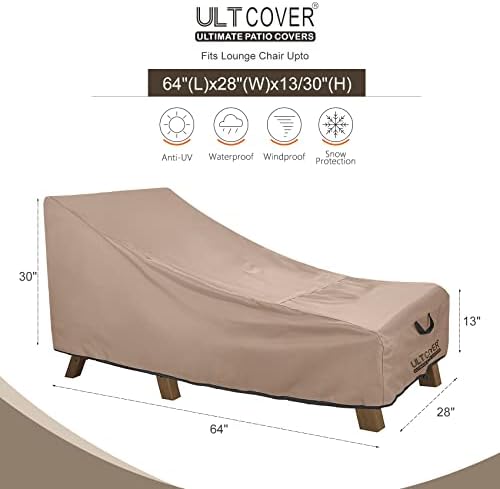 ULTCOVER Waterproof Outdoor Chaise Lounge Cover 64L x 28W x 30H in - Image 2