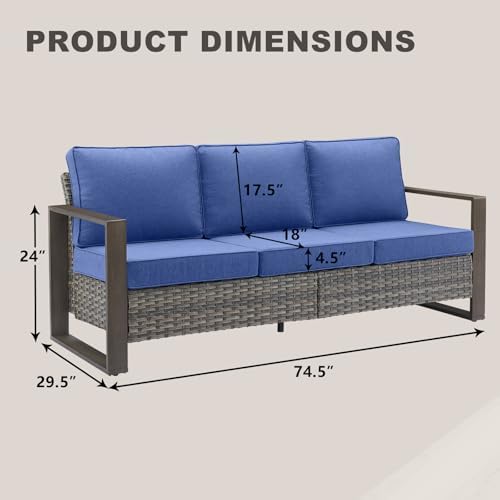 3 Seat Outdoor Wicker Couch, Rattan Patio Sofa - Image 5