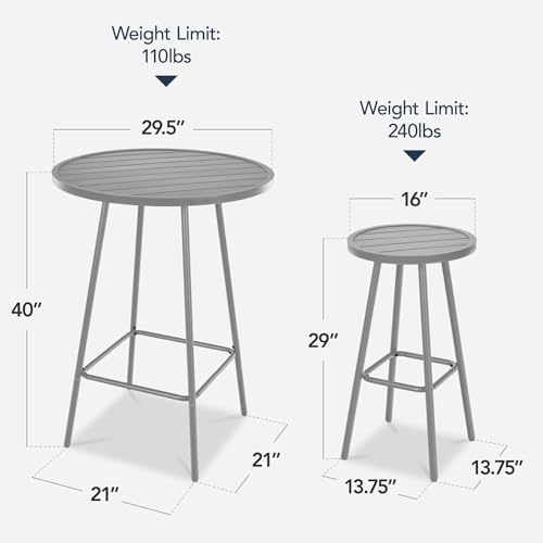Best Choice Products 3-Piece Patio Dining Set, Bar Height, Outdoor Bistro Set - Image 2