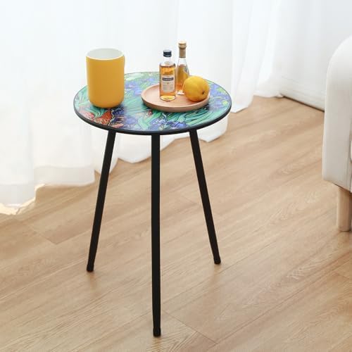 Party Zealot 2 Packs Metal Outdoor Side Table Irises Patio Side Tables - Image 2