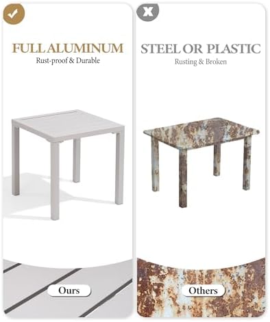 Aluminum Outdoor Side Table Set of 2, Pool Lounge Chair Side Table, Weather - Image 4