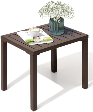 Aluminum Outdoor Side Table, Small Patio Coffee Bistro End Table by CrestliveProducts