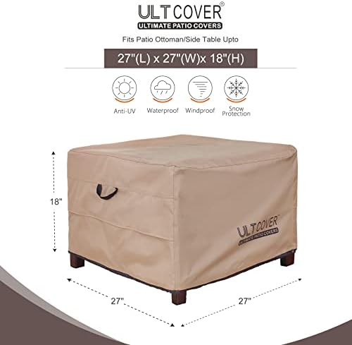 ULTCOVER Waterproof Patio Ottoman Cover 27L x 27W x 18H in - Image 2