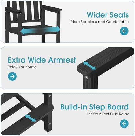 Ciokea Bar Height Adirondack Chair, 380lbs Heavy Duty Tall Bar Chair Patio Stool - Image 4