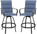 Vongrasig 2 Piece Outdoor Patio Swivel Bar Chairs, All Weather Padded Sling by Vongrasig