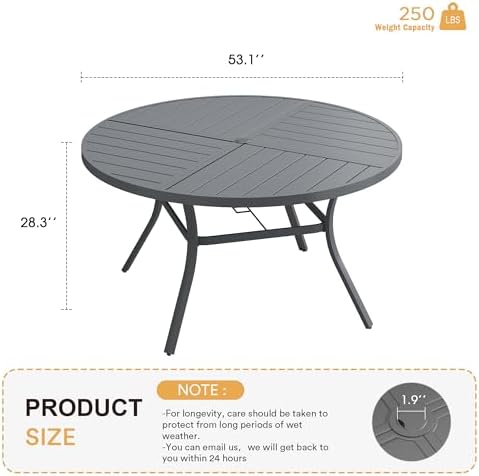 VICLLAX Round Patio Table with Adjustable Umbrella Hole - Image 3