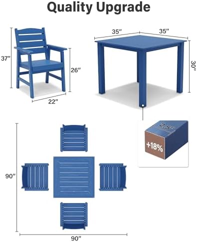 YEFU 8 Piece Square Patio Dining Set, Sturdy Aluminum Frame - Image 2
