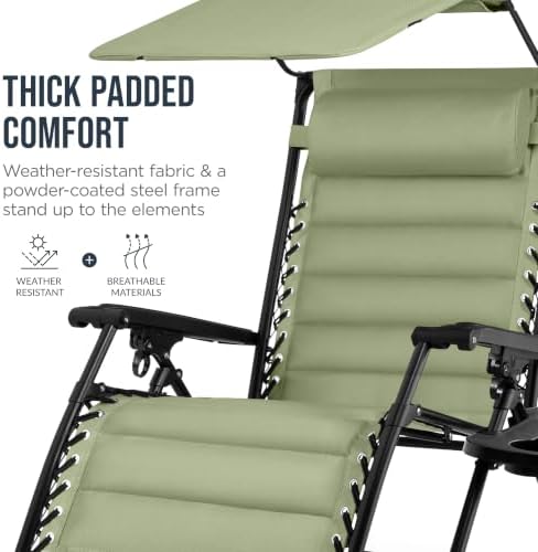 Best Choice Products Oversized Padded Zero Gravity Chair Recliner w/ Canopy - Image 6
