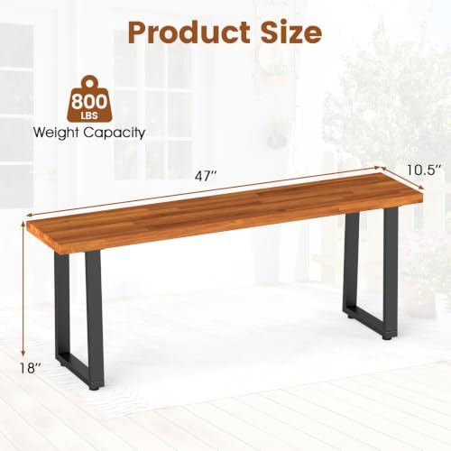 Tangkula Acacia Wood Outdoor Bench, 3-Person Backless Dining Bench, 1 Pack - Image 3