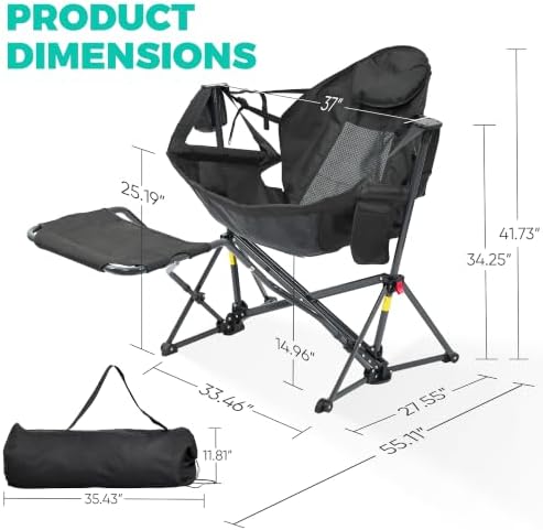 Hammock Camping Chair with Footrest, Foldable Portable Rocking Chairs - Image 2
