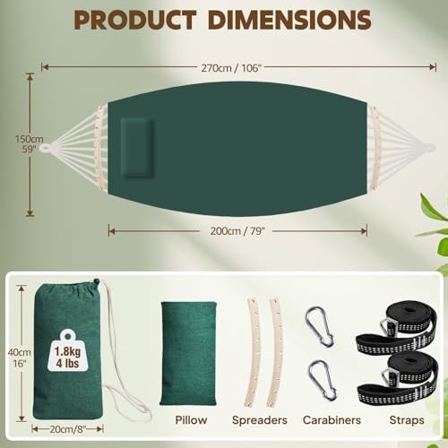Chihee Cotton Blend Hammock 106 x 59 in 660 lb Detachable Spreader Bars - Image 4