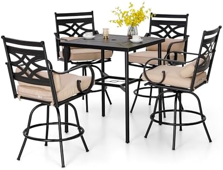 PHI VILLA Patio Bar Set 5 PCS, Outdoor Table and Chairs by PHIVILLA