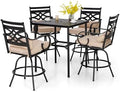 PHI VILLA Patio Bar Set 5 PCS, Outdoor Table and Chairs by PHIVILLA