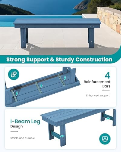 SERWALL 2-Person Backless Outdoor Bench 56 Inches, 2 Pack - Image 5
