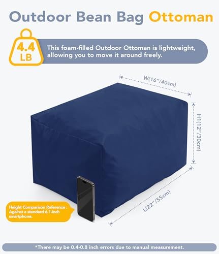 Outdoor Bean Bag Ottoman Foot Rest Rectangular - Image 2