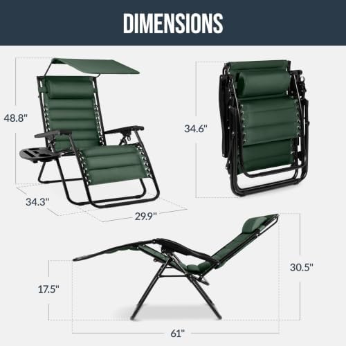 Best Choice Products Oversized Padded Zero Gravity Chair Recliner w/ Canopy - Image 2