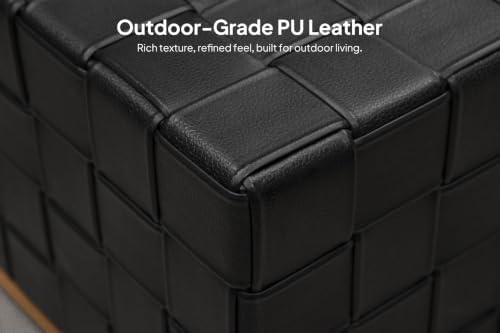 PURPLE LEAF Outdoor Furniture Set 11 Pieces Premium Leather Black - Image 4