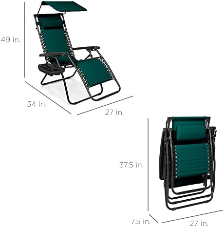 Best Choice Products Zero Gravity Chair Recliner w/ Canopy Shade - Image 3