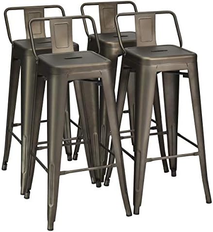 COSTWAY 30 Inch Stackable Metal Bar Stools Set of 4 by COSTWAY