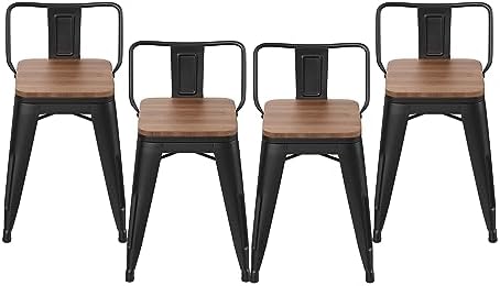 HAOBO Home 18" Metal Bartools Set of 4, Classroom Stools Low Back Bar Stool by HAOBOHOME