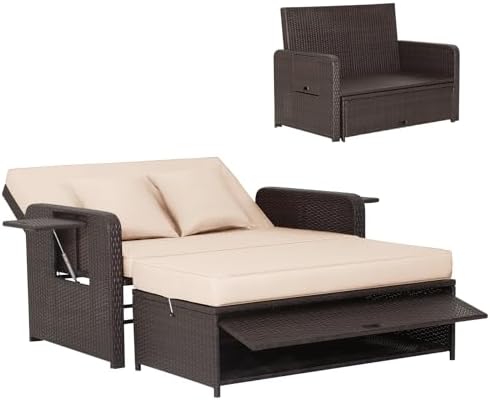 HAPPYGRILL Patio Rattan Wicker Daybed by HAPPYGRILL