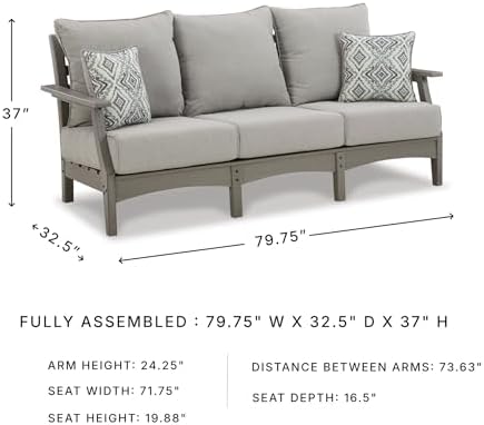 Signature Design by Ashley Visola 80"W 3-Seat Outdoor Patio Sofa, HDPE Wood Look - Image 3