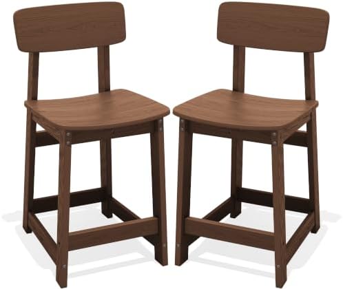 SERWALL Outdoor HDPE Counter-Height Bar Stools Set of 2 by SERWALL