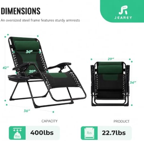 JEAREY Zero Gravity Chair, Oversized Padded Recliner - Image 3