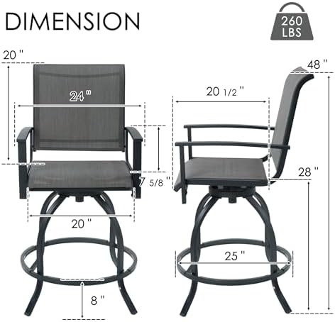 Kozyard Outdoor Swivel Bar Stools Set of 2 - Image 2