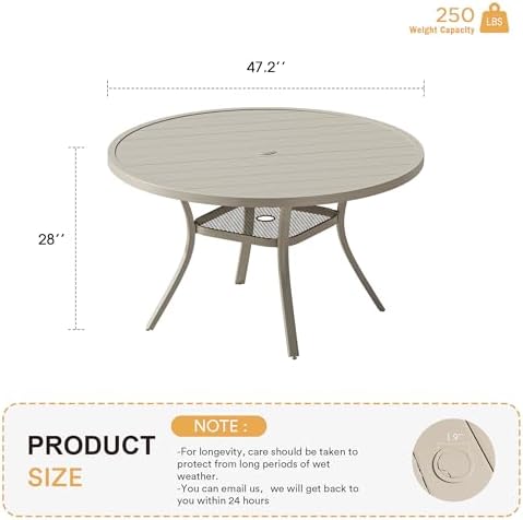 VICLLAX 47.2" Outdoor Round Patio Table - Image 2