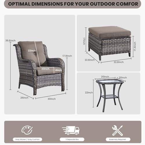 Belord Outdoor Wicker Furniture 5 Pieces Patio Furniture Set Patio Chairs - Image 3