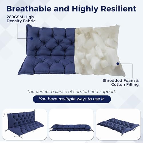 IASEAHK Porch Swing Cushions, 60×40×4 Inch, Waterproof - Image 2