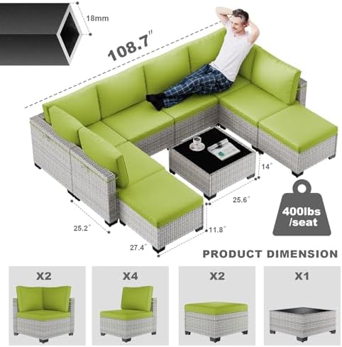 Outdoor PE Wicker Rattan Modular Patio Sectional Sofa Set - Image 5