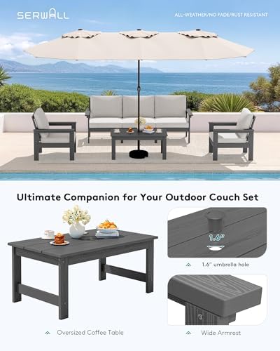 SERWALL HDPE Outdoor Patio Furniture Set Outdoor Couch - Image 6