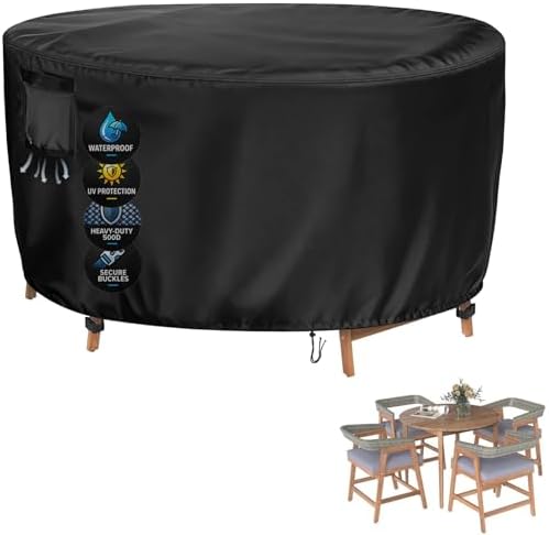 Extra Tall Round Patio Furniture Cover, 96in 8ft Dia x 36in H by Vercome