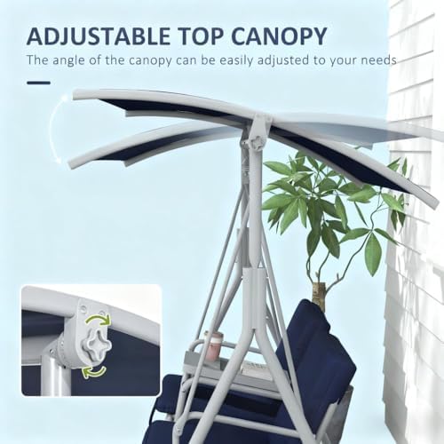 Comfortable Canopy Swing Chair for Two, Adjustable Shade and Storage - Image 3