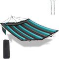 12FT 2 Person Hammock with V Shaped Spreader Bar -Teal Stripes by Tegerdeger