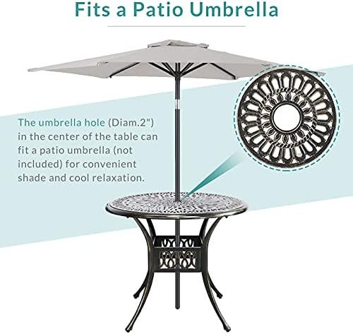 3 Piece Patio Bistro Set, Outdoor All-Weather Cast Aluminum Dining Furniture - Image 5