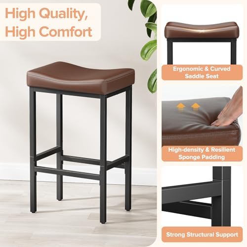 Compact 24 Inch Counter Height Bar Stools Set of 3 - Image 3