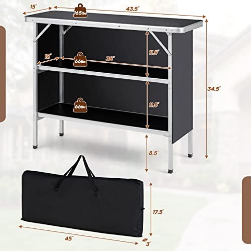 GIANTEX Portable Bar Table for Events, Folding Mobile Bartending Station - Image 3