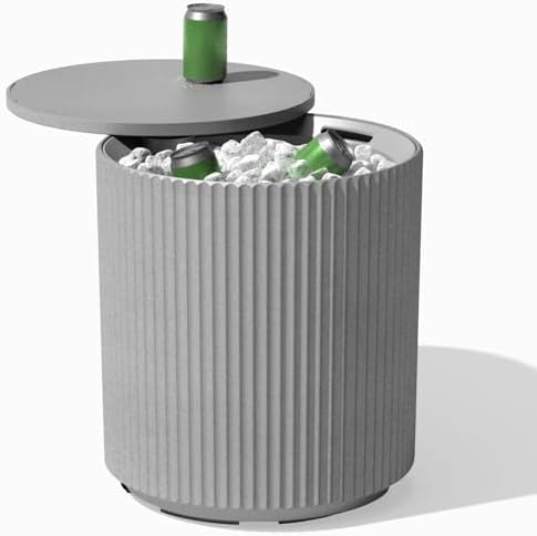Veradek 21in Outdoor Cooler Side Table, Stone-Plastic Composite, Weather by VeradekOutdoor