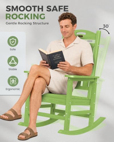 Outdoor Rocking Chairs Set of 4, Oversized Rocking Chair, All Weather - Image 5