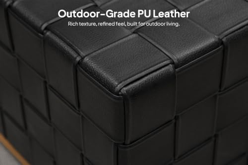 PURPLE LEAF Outdoor Furniture Set 13 Pieces Premium Leather Black - Image 3