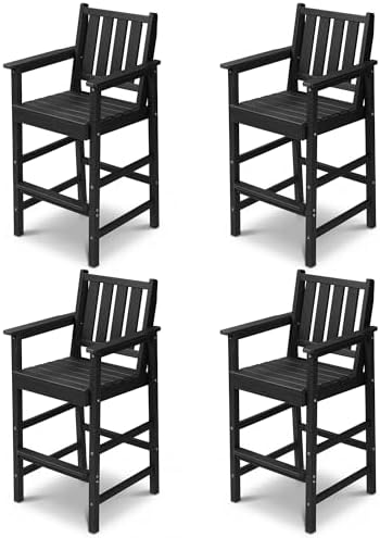 Adirondack Chairs Set of 4, All Weather HDPE Counter Height Bar Chair by CikaCikaOutdoorFurnitureSet