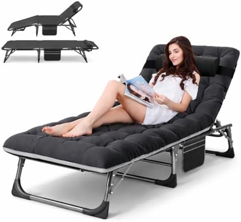 ABORON Lounge Chair, 5-Position Padded Folding Chaise Lounge by ABORON