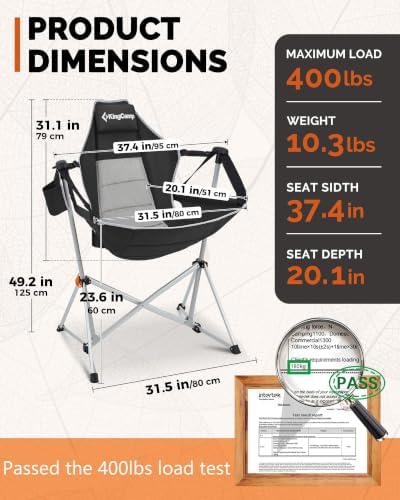 KingCamp Hammock Camping Chair, 10.3lbs Aluminum Lightweight Swing Chairs - Image 2